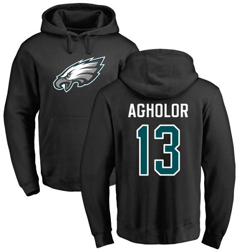 Men Philadelphia Eagles #13 Nelson Agholor Black Name and Number Logo NFL Pullover Hoodie Sweatshirts